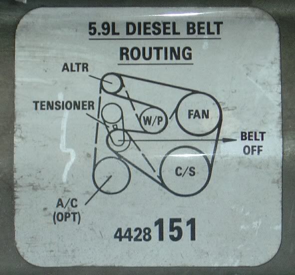 Non AC belt on AC equiped truck. cummins isb 6.7 belt routing. 